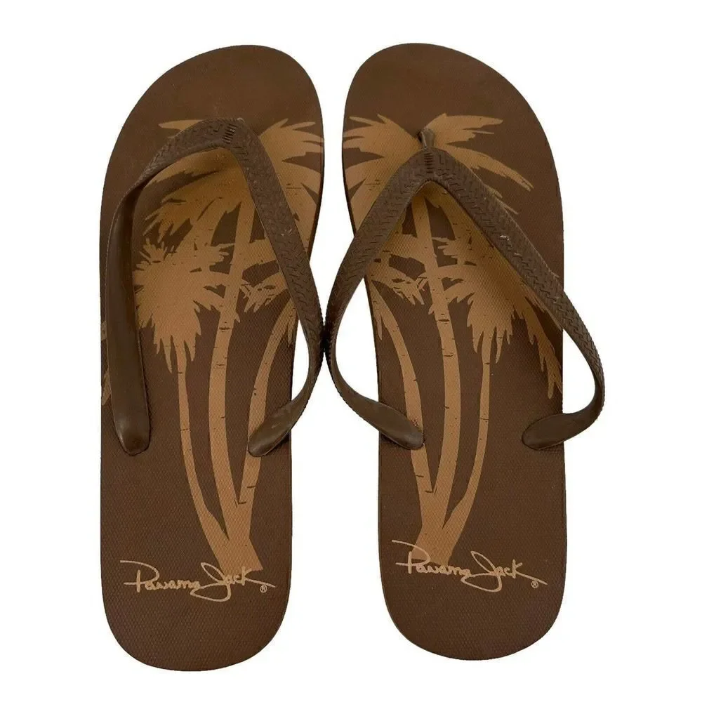 Panama Jack Flip Flops Mens Size 12 Brown Thong Slip On Tropical Beach Casual